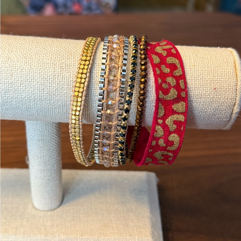 Victoria Emerson Gold and Red Bracelet Set